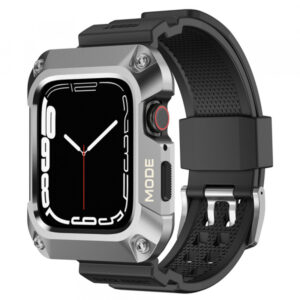 Curea Lito RuggedArmor pentru Apple Watch 45mm Series, Argintie