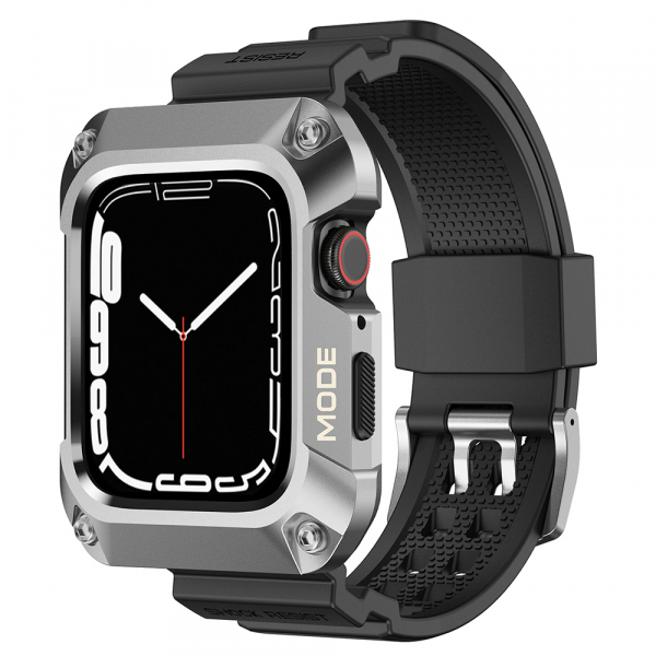 Curea Lito RuggedArmor pentru Apple Watch 45mm Series, Argintie