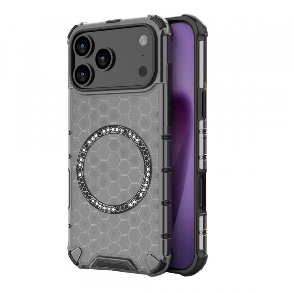 Husa MagSafe pentru Apple iPhone 18 Pro Max / 17 Pro Max, Techsuit, HoneyComb Shield, Neagra