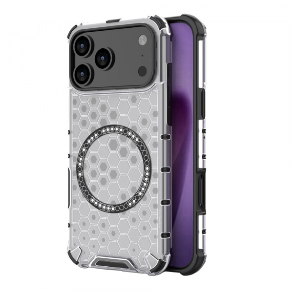 Husa MagSafe pentru Apple iPhone 18 Pro / 17 Pro, Techsuit, HoneyComb Shield, Alba