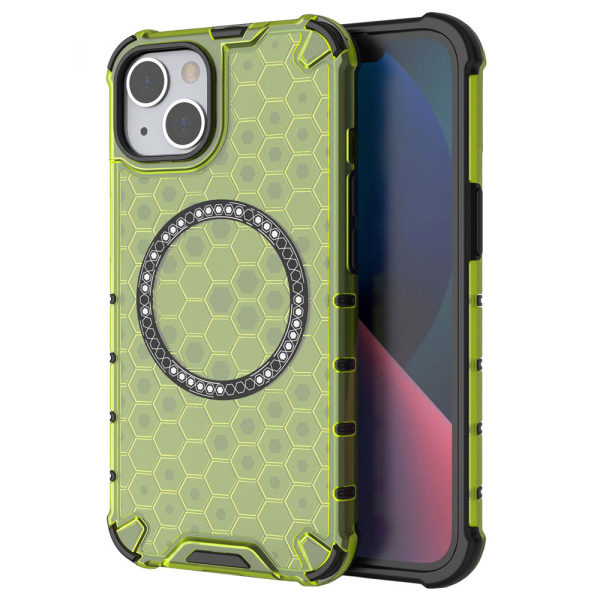 Husa MagSafe pentru Apple iPhone 13, Techsuit, HoneyComb Shield, Verde