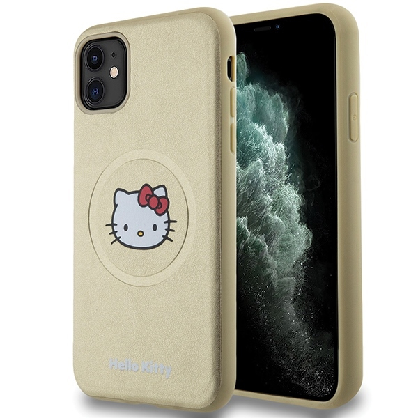 Husa MagSafe pentru Apple iPhone 11, Hello Kitty, Kitty Head, Aurie