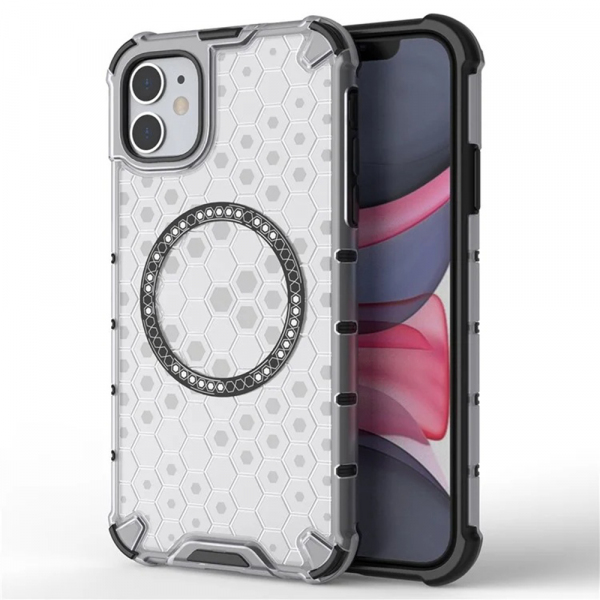 Husa MagSafe pentru Apple iPhone 11, Techsuit, HoneyComb Shield, Alba