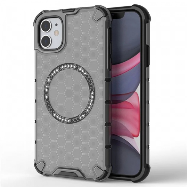 Husa MagSafe pentru Apple iPhone 11, Techsuit, HoneyComb Shield, Neagra