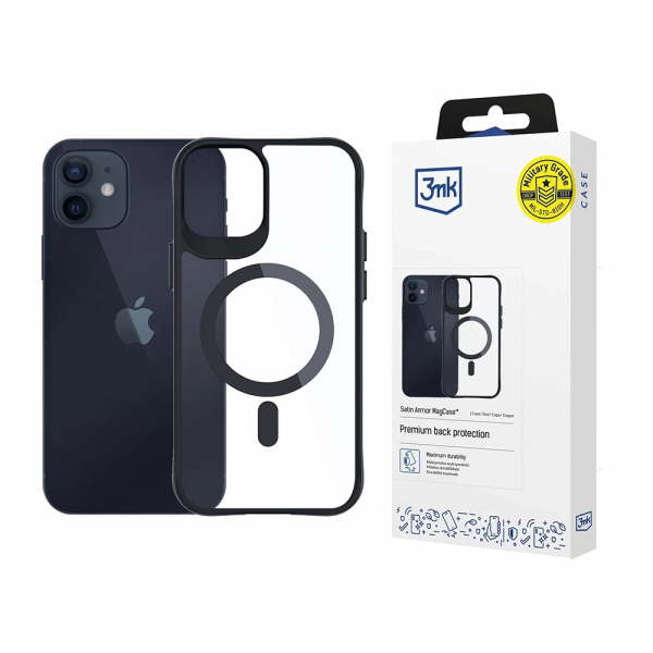 Husa MagSafe pentru Apple iPhone 12 / 12 Pro, 3MK, Satin Armor, Transparenta