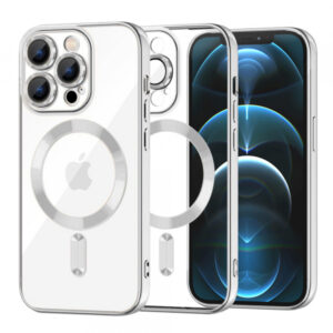 Husa MagSafe pentru Apple iPhone 12 Pro Max, Techsuit, Luxury Crystal, Argintie