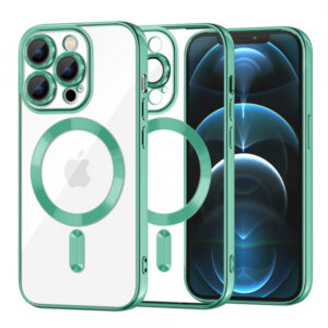 Husa MagSafe pentru Apple iPhone 12 Pro Max, Techsuit, Luxury Crystal, Verde Deschis