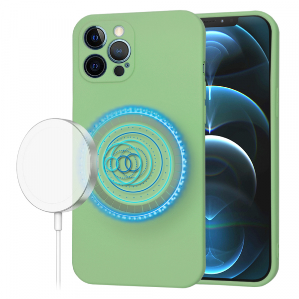 Husa MagSafe pentru Apple iPhone 12 Pro Max, Techsuit, SoftFlex, Verde Deschis