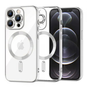 Husa MagSafe pentru Apple iPhone 12 Pro, Techsuit, Luxury Crystal, Argintie