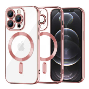 Husa MagSafe pentru Apple iPhone 12 Pro, Techsuit, Luxury Crystal, Roz