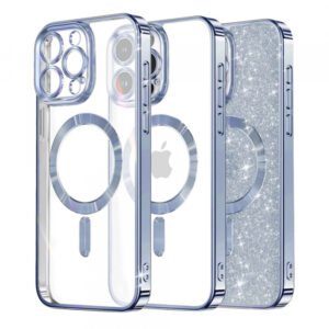 Husa MagSafe pentru Apple iPhone 12 Pro, Techsuit, Luxury Glitter, Bleu