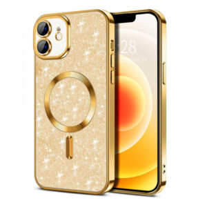 Husa MagSafe pentru Apple iPhone 12, Techsuit, Luxury Glitter, Aurie