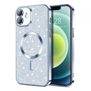 Husa MagSafe pentru Apple iPhone 12, Techsuit, Luxury Glitter, Bleu