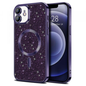 Husa MagSafe pentru Apple iPhone 12, Techsuit, Luxury Glitter, Mov Inchis