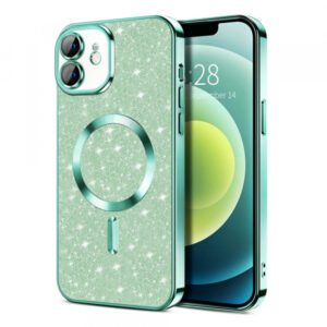 Husa MagSafe pentru Apple iPhone 12, Techsuit, Luxury Glitter, Verde Deschis