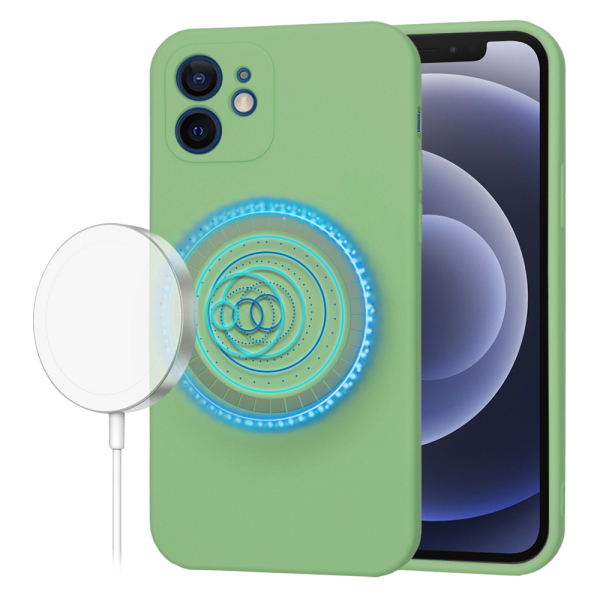 Husa MagSafe pentru Apple iPhone 12, Techsuit, SoftFlex, Verde Deschis