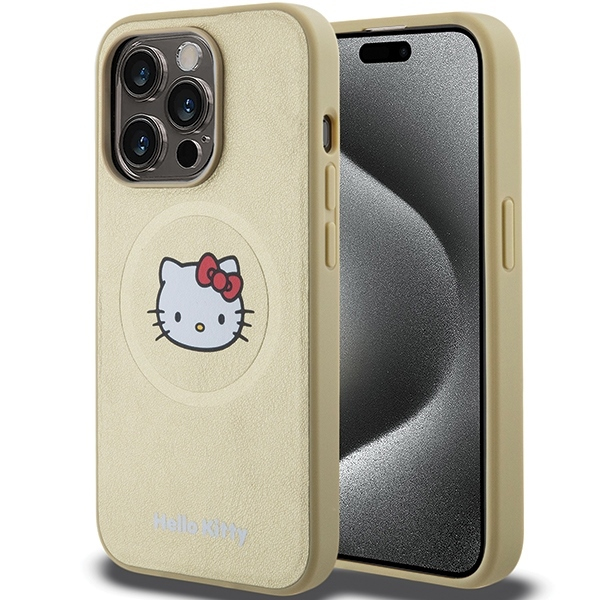 Husa MagSafe pentru Apple iPhone 13 Pro, Hello Kitty, Kitty Head, Aurie