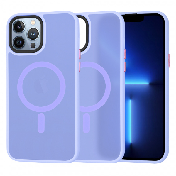 Husa MagSafe pentru Apple iPhone 13 Pro Max, Techsuit, HaloFrost, Mov Deschis