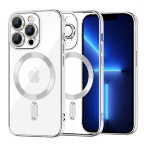 Husa MagSafe pentru Apple iPhone 13 Pro Max, Techsuit, Luxury Crystal, Argintie