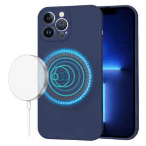 Husa MagSafe pentru Apple iPhone 13 Pro Max, Techsuit, SoftFlex, Bleumarin