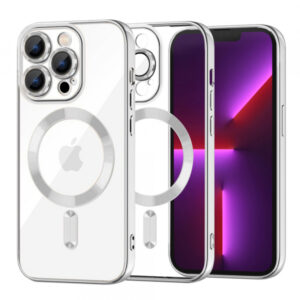 Husa MagSafe pentru Apple iPhone 13 Pro, Techsuit, Luxury Crystal, Argintie