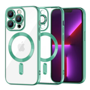 Husa MagSafe pentru Apple iPhone 13 Pro, Techsuit, Luxury Crystal, Verde Deschis