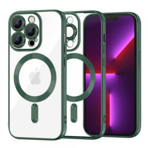 Husa MagSafe pentru Apple iPhone 13 Pro, Techsuit, Luxury Crystal, Verde Inchis