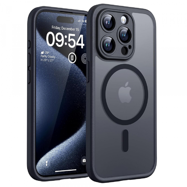 Husa MagSafe pentru Apple iPhone 13 Pro, Techsuit, PureFrost, Neagra Satinata