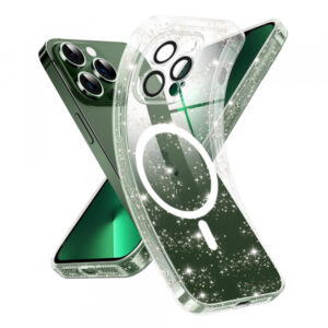 Husa MagSafe pentru Apple iPhone 13 Pro, Techsuit, SparkleSkin, Transparenta