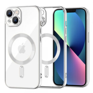 Husa MagSafe pentru Apple iPhone 13, Techsuit, Luxury Crystal, Argintie