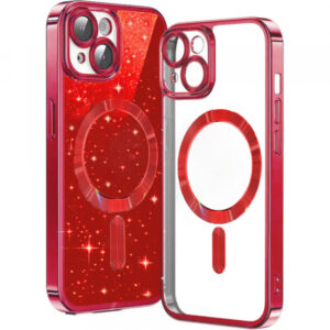 Husa MagSafe pentru Apple iPhone 13, Techsuit, Luxury Glitter, Rosie