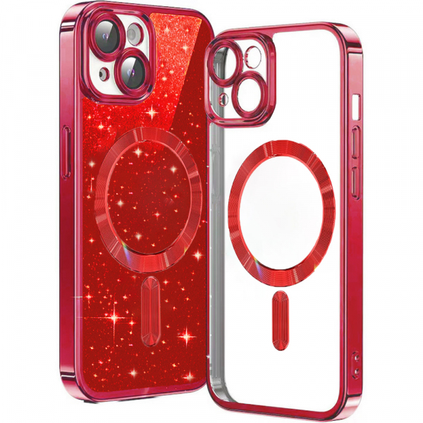 Husa MagSafe pentru Apple iPhone 13, Techsuit, Luxury Glitter, Rosie