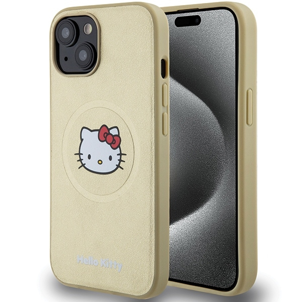 Husa MagSafe pentru Apple iPhone 14, Hello Kitty, Kitty Head, Aurie