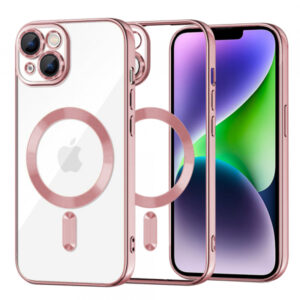 Husa MagSafe pentru Apple iPhone 14 Plus, Techsuit, Luxury Crystal, Roz