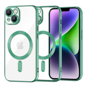 Husa MagSafe pentru Apple iPhone 14 Plus, Techsuit, Luxury Crystal, Verde Deschis