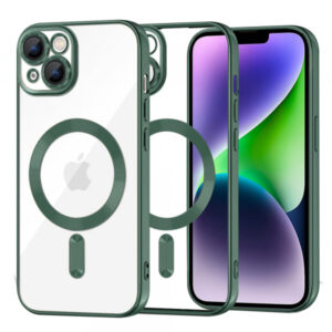 Husa MagSafe pentru Apple iPhone 14 Plus, Techsuit, Luxury Crystal, Verde Inchis