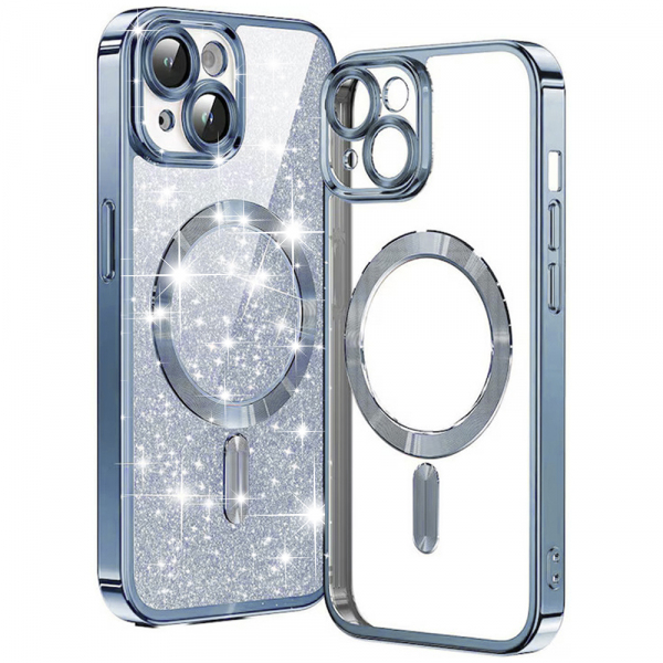 Husa MagSafe pentru Apple iPhone 14 Plus, Techsuit, Luxury Glitter, Bleu
