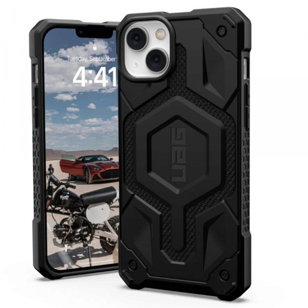 Husa MagSafe pentru Apple iPhone 14 Plus, Urban Armor Gear, Monarch Pro Kevlar, Neagra