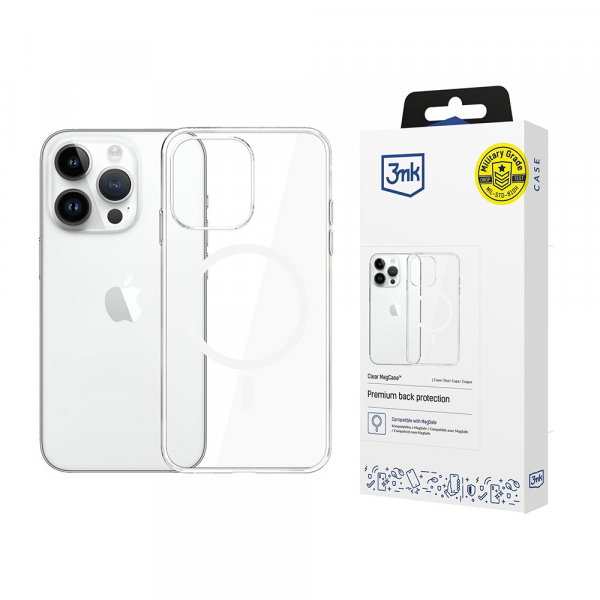 Husa MagSafe pentru Apple iPhone 14 Pro Max, 3MK, Clear MagCase, Transparenta