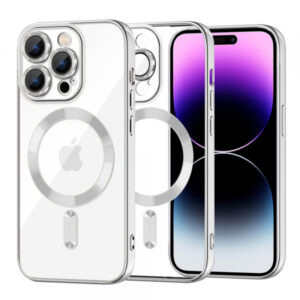 Husa MagSafe pentru Apple iPhone 14 Pro Max, Techsuit, Luxury Crystal, Argintie