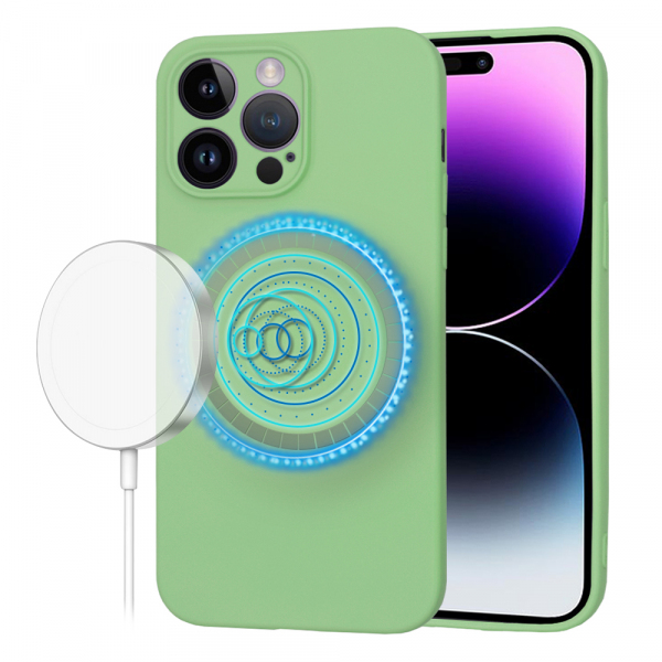 Husa MagSafe pentru Apple iPhone 14 Pro Max, Techsuit, SoftFlex, Verde Deschis