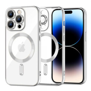 Husa MagSafe pentru Apple iPhone 14 Pro, Techsuit, Luxury Crystal, Argintie