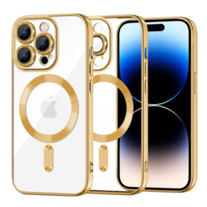 Husa MagSafe pentru Apple iPhone 14 Pro, Techsuit, Luxury Crystal, Aurie