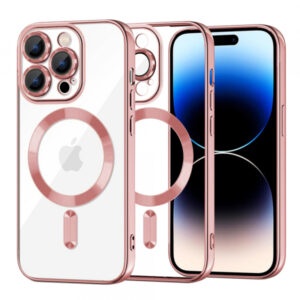 Husa MagSafe pentru Apple iPhone 14 Pro, Techsuit, Luxury Crystal, Roz