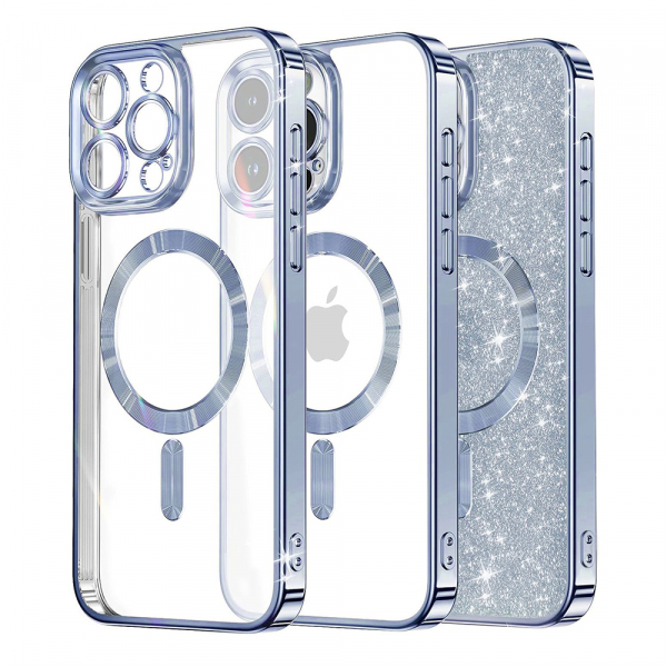 Husa MagSafe pentru Apple iPhone 14 Pro, Techsuit, Luxury Glitter, Bleu