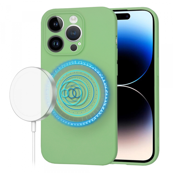 Husa MagSafe pentru Apple iPhone 14 Pro, Techsuit, SoftFlex, Verde Deschis