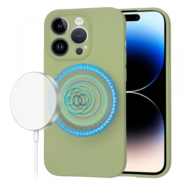 Husa MagSafe pentru Apple iPhone 14 Pro, Techsuit, SoftFlex, Matcha