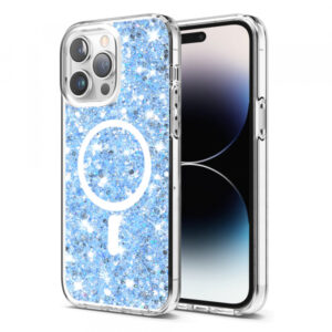 Husa MagSafe pentru Apple iPhone 14 Pro, Techsuit, Sparkly Glitter, Bleu