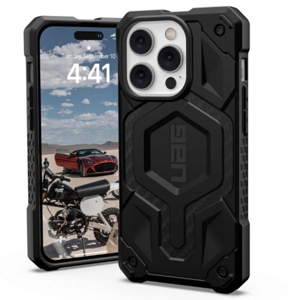 Husa MagSafe pentru Apple iPhone 14 Pro, Urban Armor Gear, Monarch Pro Carbon, Neagra