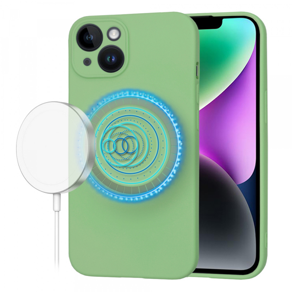 Husa MagSafe pentru Apple iPhone 14, Techsuit, SoftFlex, Verde Deschis